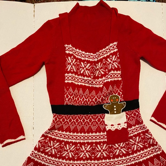 Xhilaration CHRISTMAS Sweater Gingerbread Dress Apron - Picture 2 of 5